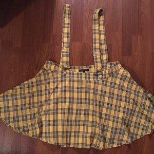 Dolls Kill Plus size yellow plaid pinafore skirt
